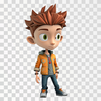 3D avatar of an art boy PNG transparent