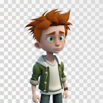 3D avatar of an art boy PNG transparent