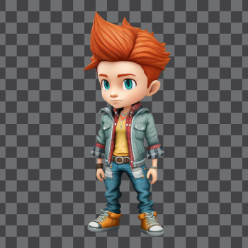 3D avatar of an art boy PNG transparent