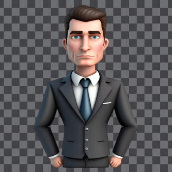 3D avatar of an business man PNG transparent