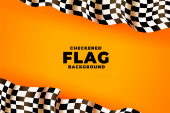 3d checkered racing flag yellow background Free Vector