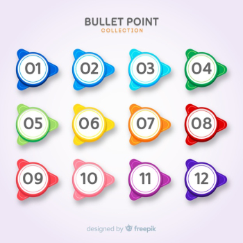 3d colorful bullet point collection