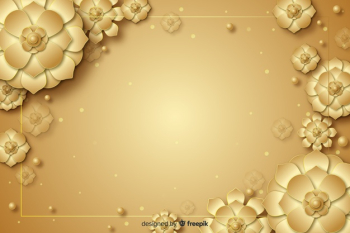 3d golden flowers decorative background Free Vector