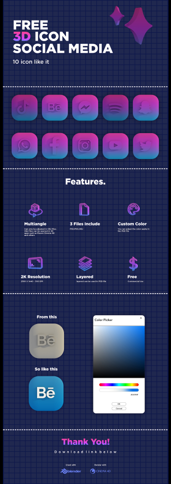 3D Icon Social Media -FREE