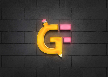 3D Led Wall Logo Mockup