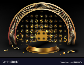 3d minimal luxury podium golden in front black