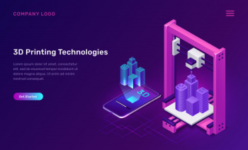 3d printer technology, isometric concept Free Vector