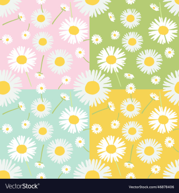 4 colors set of dandelion seamless pattern backgro