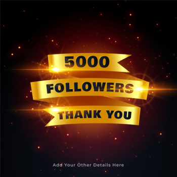 5000 followers thankyou background in golden style Free Vector