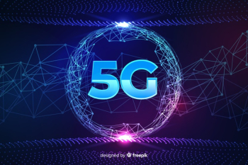 5g concept background in a rounded shape Free Vector