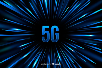 5g concept background with blue speed lines background Free Vector