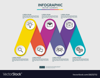 6 steps connection infographic element design