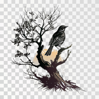 A bird on tree branch PNG transparent