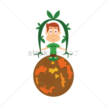 A boy holding a creeper on a planet A boy holding a creeper on a planet