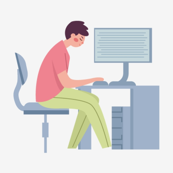 A Boy Who Is Weak In Computer Work, Boy Clipart, Computer Clipart ...