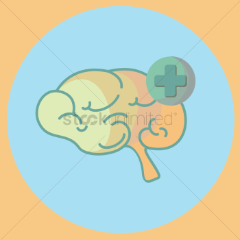 A brain with a positive symbol A brain with a positive symbol