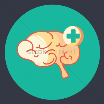 A brain with a positive symbol A brain with a positive symbol