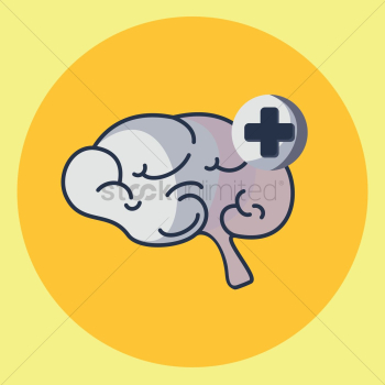 A brain with a positive symbol A brain with a positive symbol