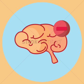 A brain with negative symbol A brain with negative symbol