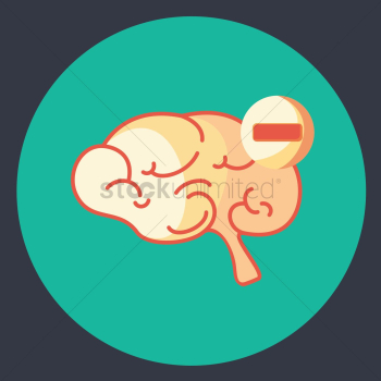 A brain with negative symbol A brain with negative symbol