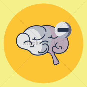 A brain with negative symbol A brain with negative symbol