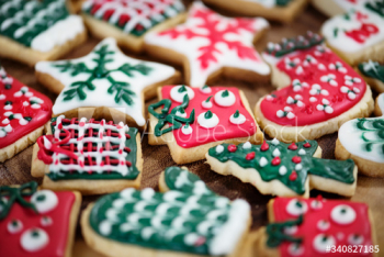 A bunch of Christmas themed cookies