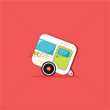A caravan on red background A caravan on red background