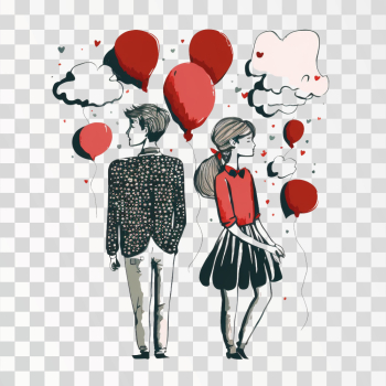 A couple PNG image, transparent background, valentine concept