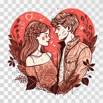 A couple PNG image, transparent background, valentine concept