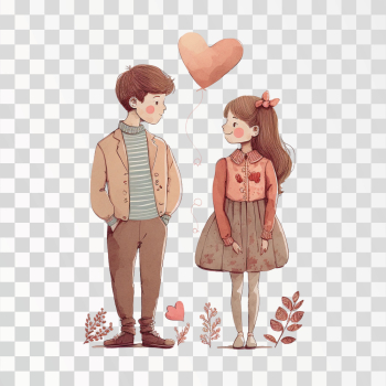 A couple PNG image, transparent background, valentine concept