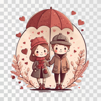 A couple PNG image, transparent background, valentine concept