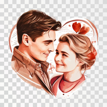 A couple PNG image, transparent background, valentine concept