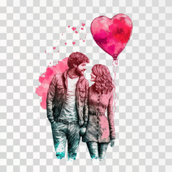 A couple PNG image, transparent background, valentine concept