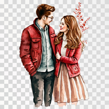 A couple PNG image, transparent background, valentine concept