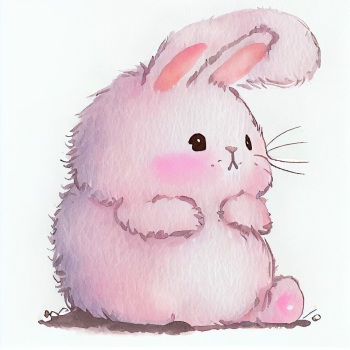 A cute and adorable baby pink bunny with a big fluffy tail A cute and adorable baby pink bunny with a big fluffy tail