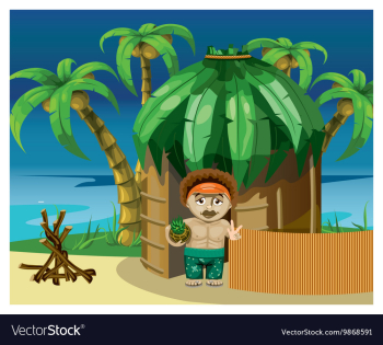 A desert island with aborigine vector image A desert island with aborigine vector image