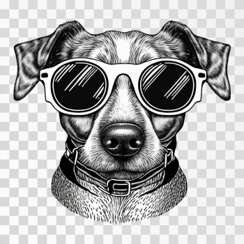 A dog wearing a sunglasses PNG transparent, no background