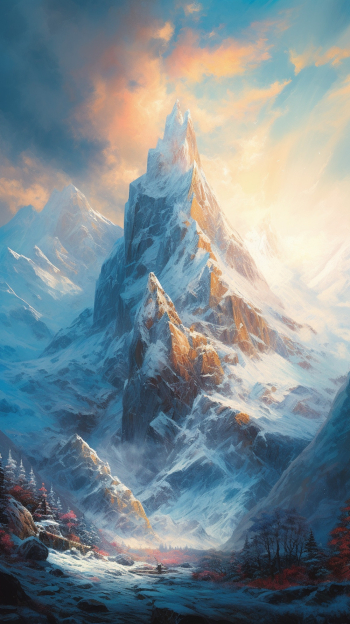 a fantasy mountain covered in snow a fantasy mountain covered in snow