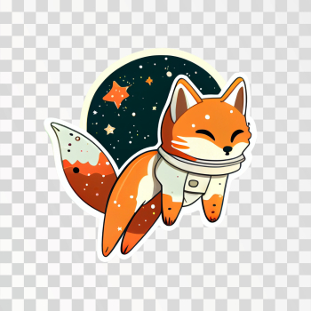 A fox in space die-cut sticker PNG transparent A fox in space die-cut sticker PNG transparent