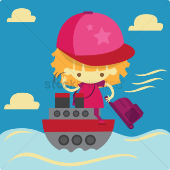A girl going for a holiday riding a boat cruise A girl going for a holiday riding a boat cruise