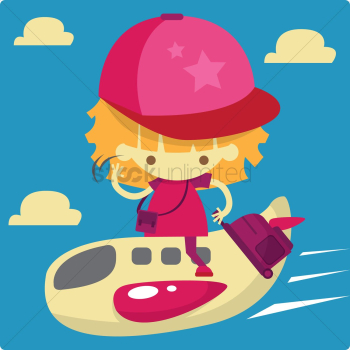 A girl going for a holiday riding a plane