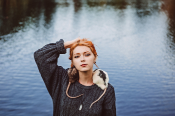 A girl with two rats A girl with two rats