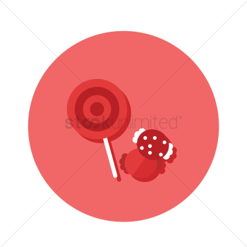 A lollipop and candies A lollipop and candies