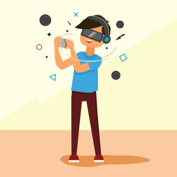 A Man With Virtual Reality Device A Man With Virtual Reality Device