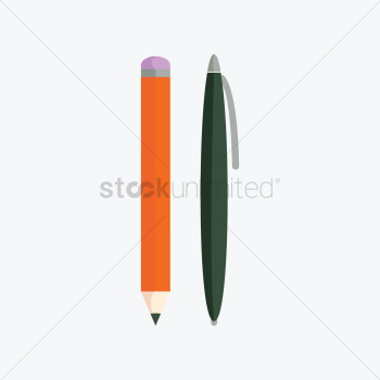 A pencil and a pen