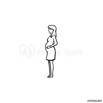 A pregnant woman hand drawn outline doodle icon