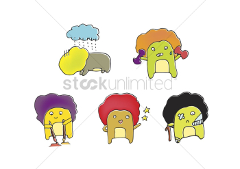A set of cartoon characters A set of cartoon characters