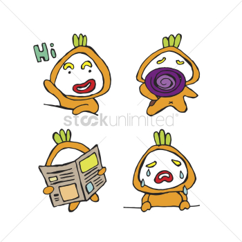 A set of cartoon food characters A set of cartoon food characters
