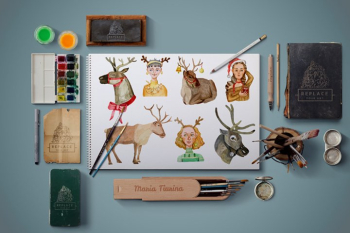 A set of Christmas watercolor illustrations A set of Christmas watercolor illustrations
