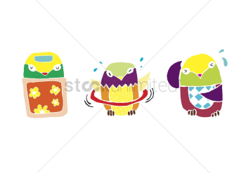 A set of illustrated owls